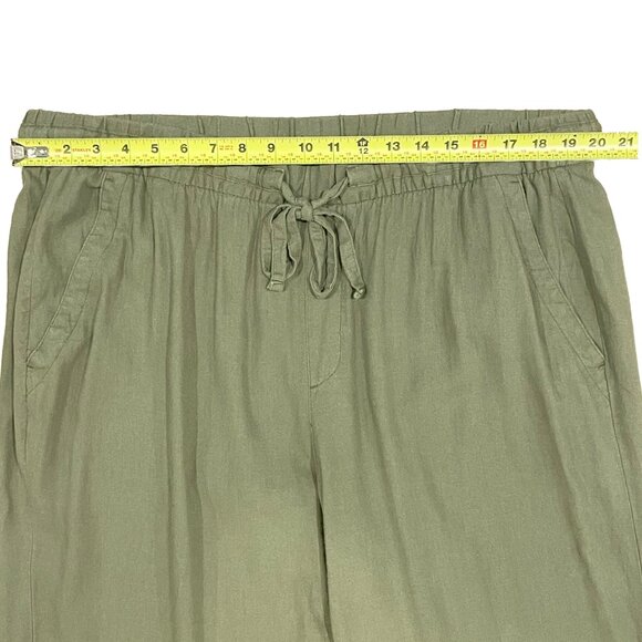 High-Waisted Wide-Leg Linen-Blend Pants | Hunter Green | Drawstring Waist - Picture 8 of 11